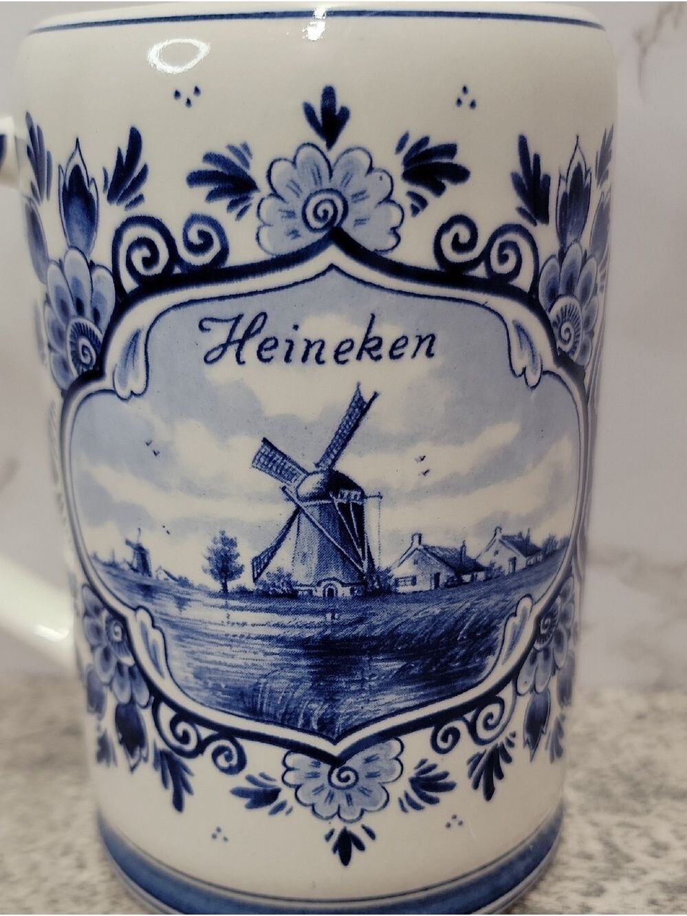 Vintage Heineken Blue Delft Ceramic Beer Stein Mug from Holland - Picture 6 of 14